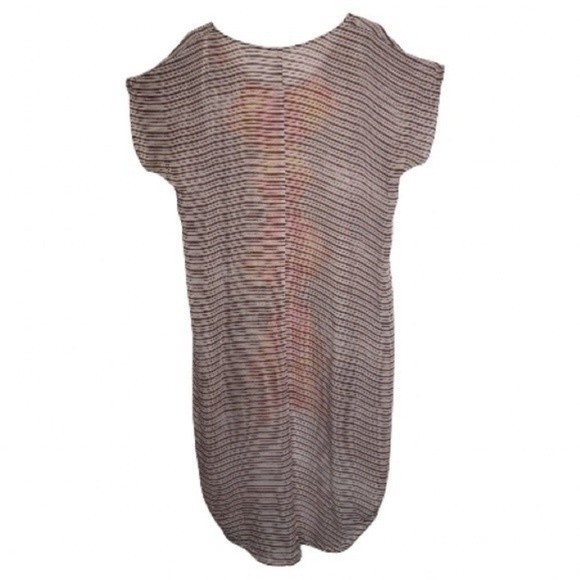 Free People Sunrise Dress  Cover up Mocha Striped floral print High low size S - Picture 9 of 13